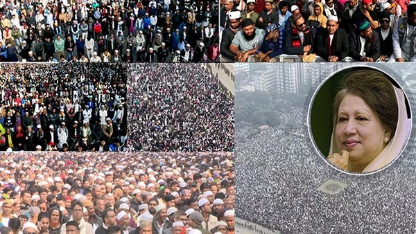 স্মরণকালের রেকর্ড মানুষের অংশগ্রহণ খালেদা জিয়ার জানাজায়